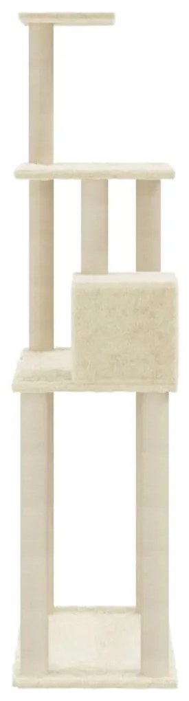 Árvore para gatos c/ postes arranhadores sisal 147 cm cor creme