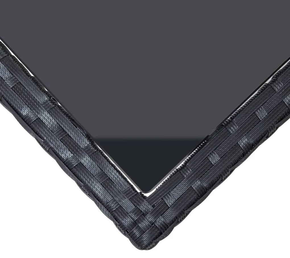 Mesa de jardim 240x90x74 cm vime PE e vidro preto