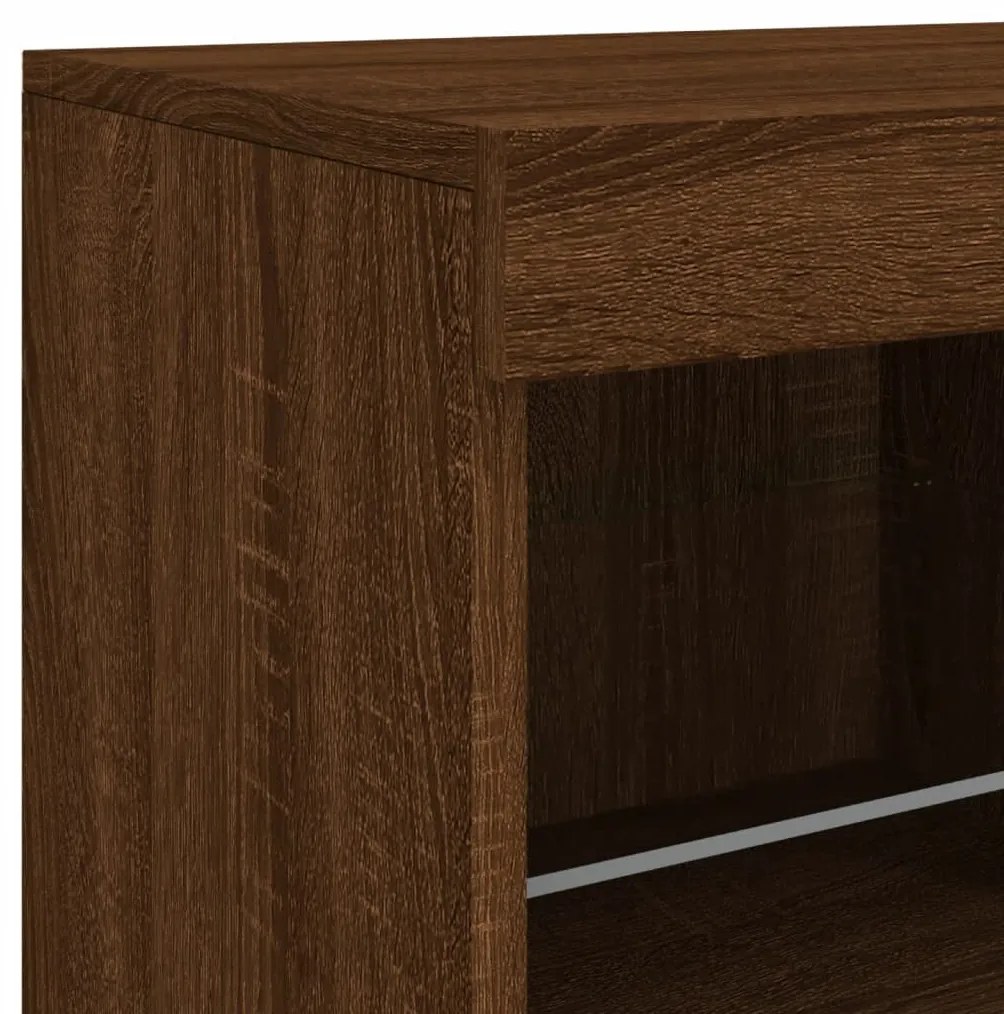 Aparador com luzes LED 81x37x67 cm carvalho castanho