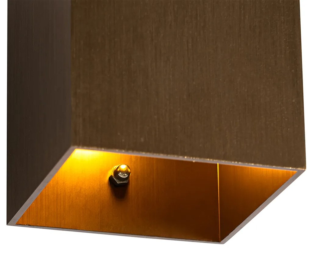 Candeeiro de parede moderno bronze escuro quadrado - Sola Moderno