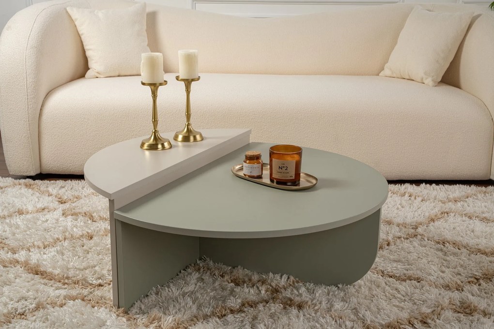 Mesa de Café Orion – Verde Cinza e Arenito – 90x30x60cm e 85x35x30cm