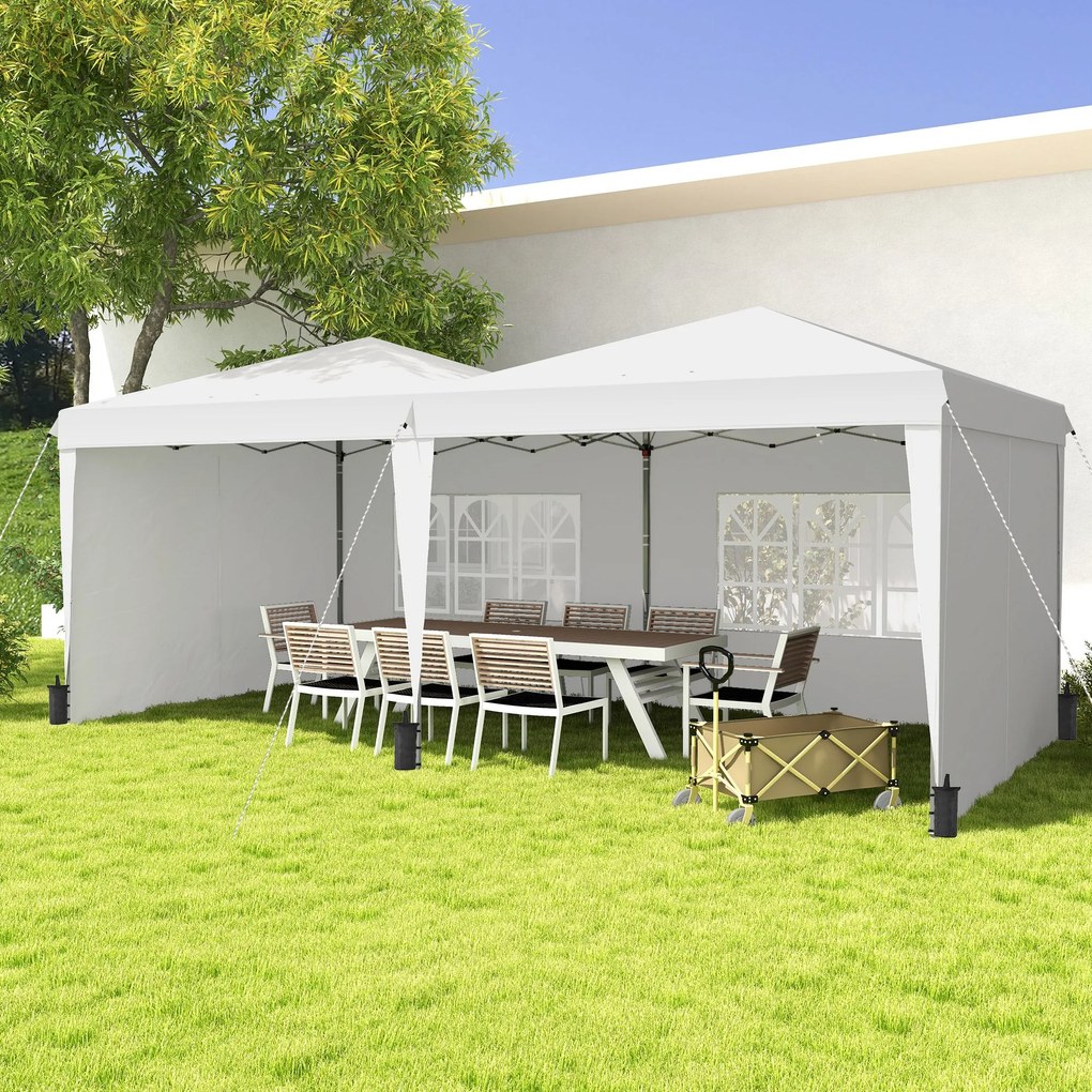 Outsunny Tenda Dobrável 585x295 cm com Paredes Laterais Tenda para Fes