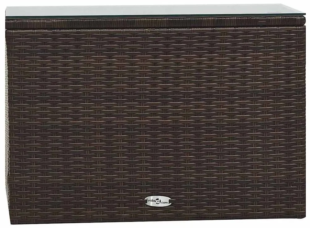 5 pcs conjunto lounge jardim c/ almofadões vime PE castanho