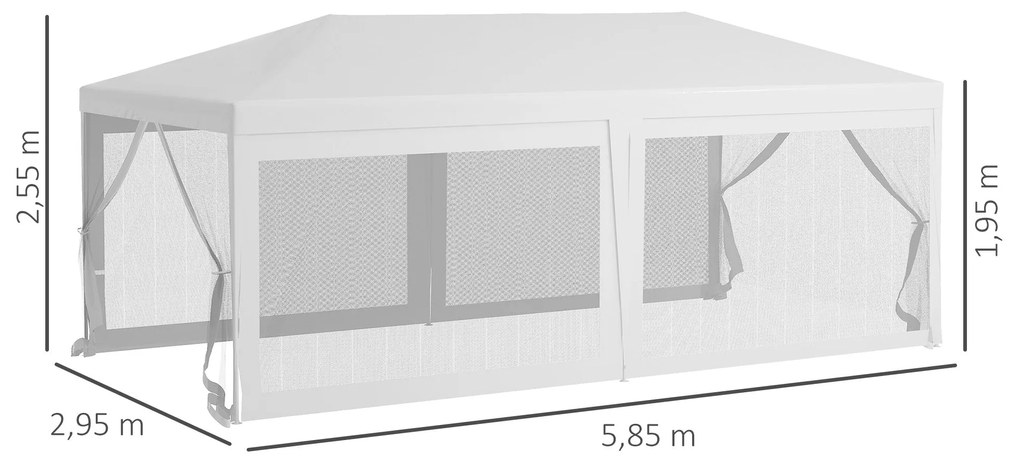 Outsunny Tenda para Festas 6x3 m Tenda Desmontável Exterior com 6 Mosq