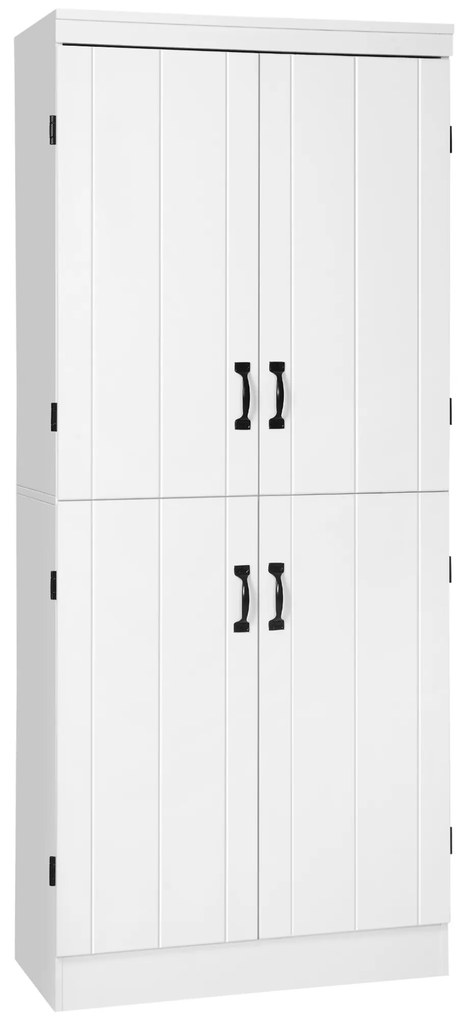 HOMCOM Armário de Cozinha Móvel Auxiliar de Cozinha com 4 Portas 6 Prateleiras de Armazenamento para Sala de Jantar Estilo Moderno 76x40x176,7cm Branco