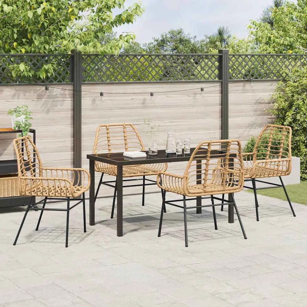 Conjunto de jantar de jardim com 5 peças em poli-rattan marrom