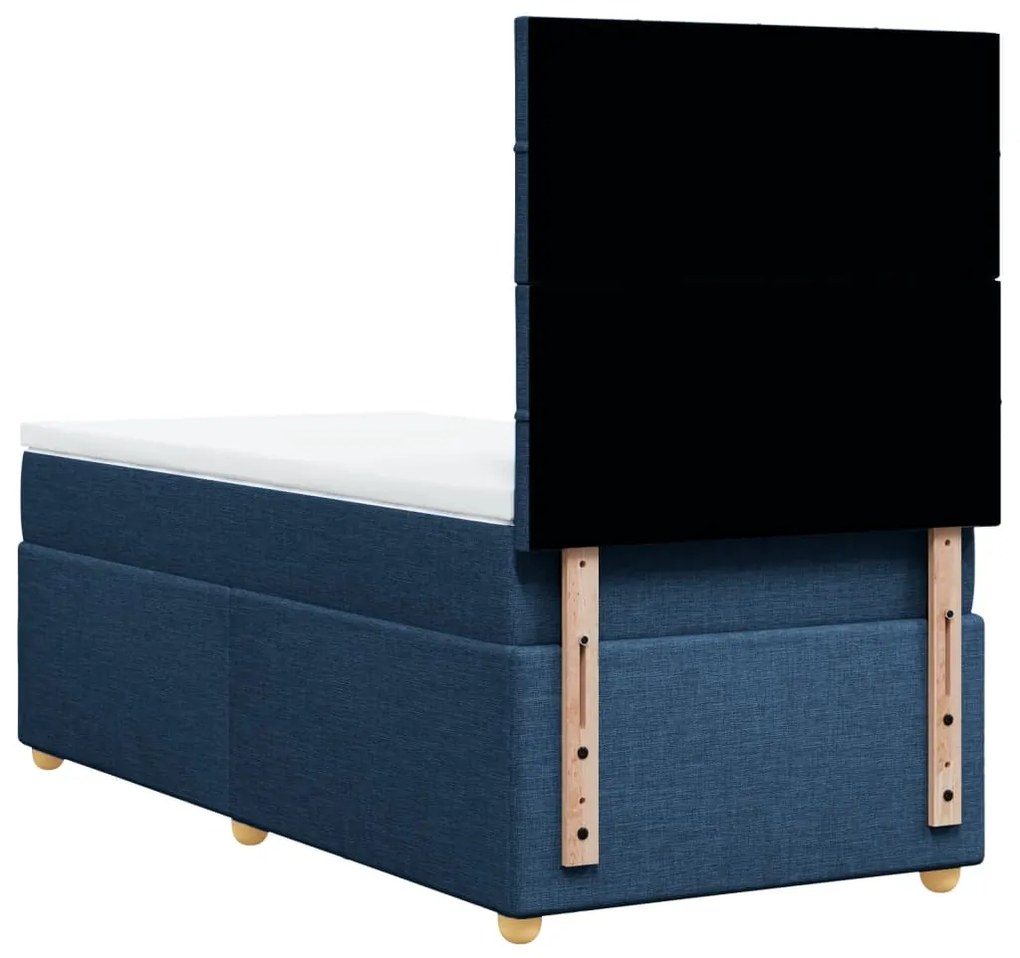 Cama com molas/colchão 80x200 cm tecido azul