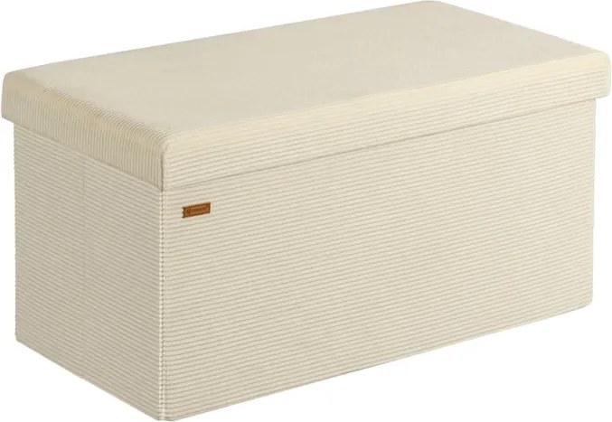 Banco dobrável em cordão macio com espaço de arrumação 76 x 38 x 38 cm Bege