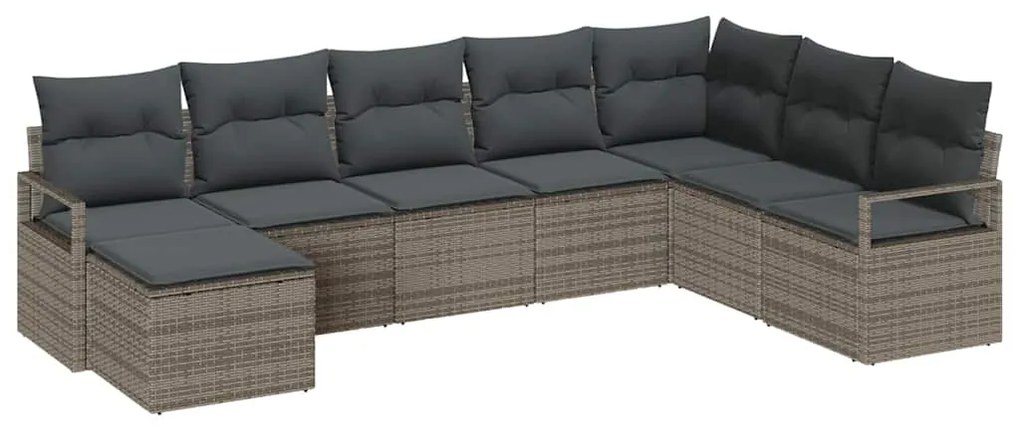 Conjunto de Sofá de Jardim com 8 Peças e Almofadas Cinza em Rattan Sin