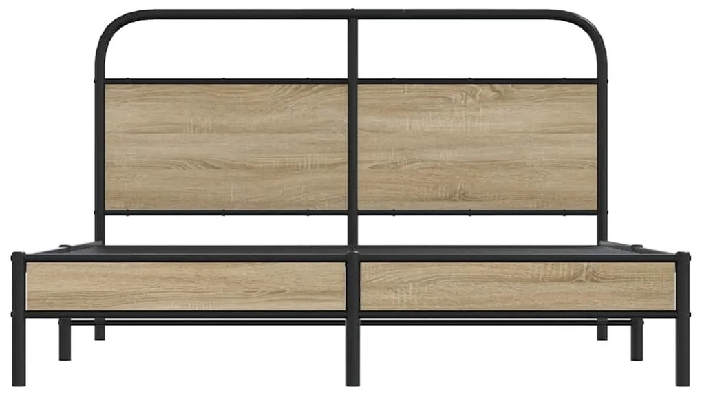 Estrutura de cama s/ colchão derivados madeira carvalho fumado