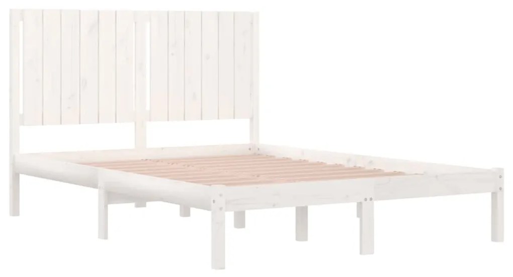 Estrutura de cama 140x200 cm madeira de pinho maciça branco