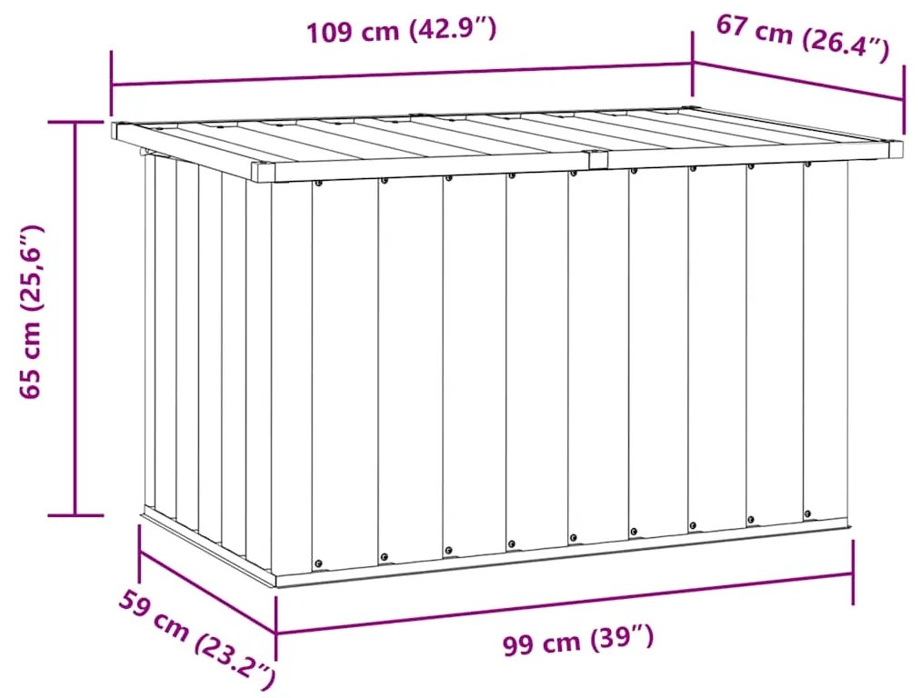 Caixa de arrumação para jardim 109x67x65 cm castanho