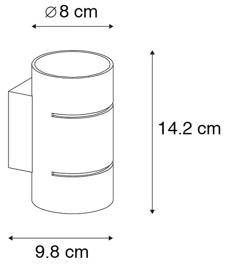 Candeeiro de parede inteligente preto com interior dourado, inclui WiFi G9 - Ria