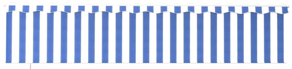 Toldo retrátil manual com estore/LED 6x3 m azul e branco