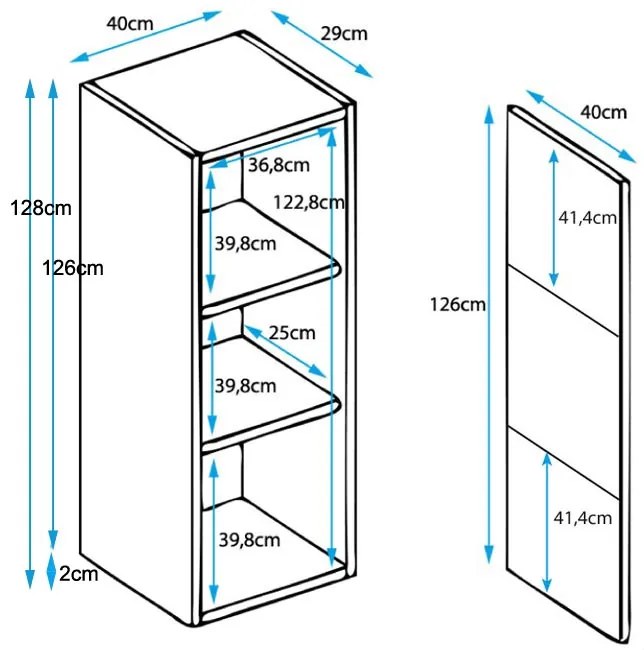 Vitrine Alta Silgueiros – 40x128 cm – Branco e Preto com LED Azul – Co