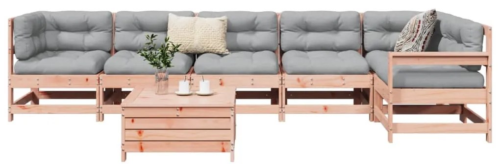 7 pcs conjunto sofás jardim madeira abeto-de-douglas