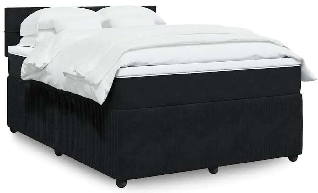 Cama com molas/colchão 160x200 cm veludo preto