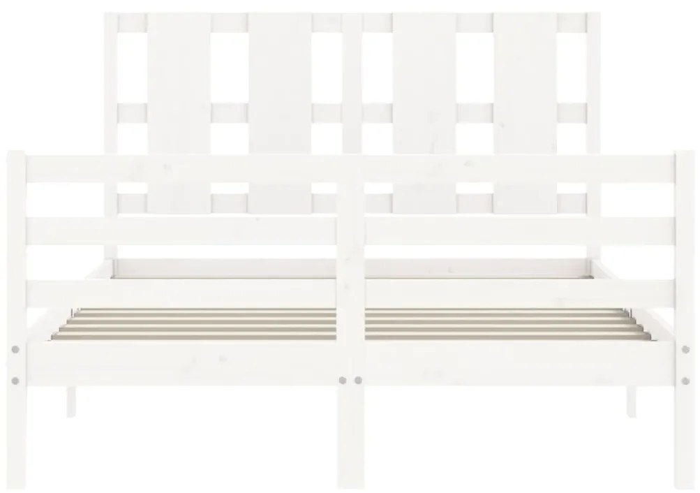 Estrutura de cama com cabeceira 140x190cm madeira maciça branco