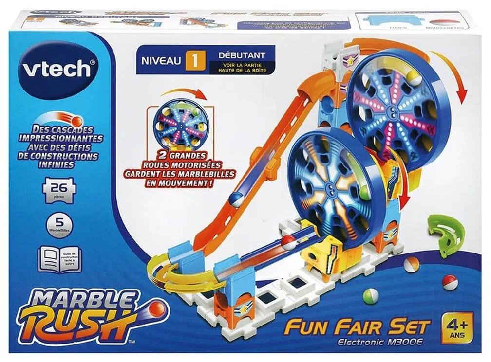 Conjunto de Berlindes Vtech Marble Rush - Expansion Kit Electronic - Fun Fair Set Circuito 26 Peças Pista com Rampas + 4 Anos