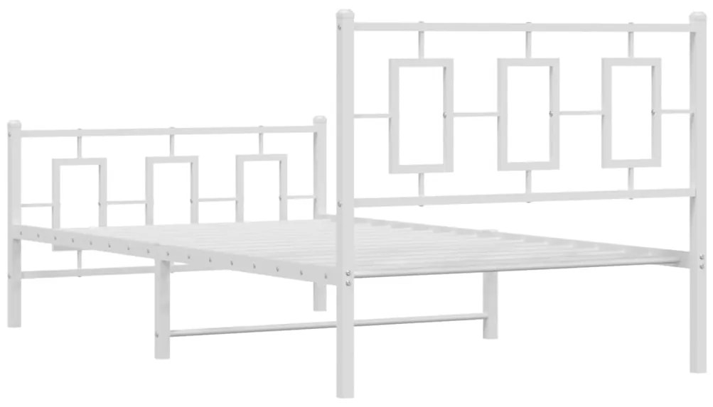 Estrutura de cama com cabeceira e pés 100x200 cm metal branco