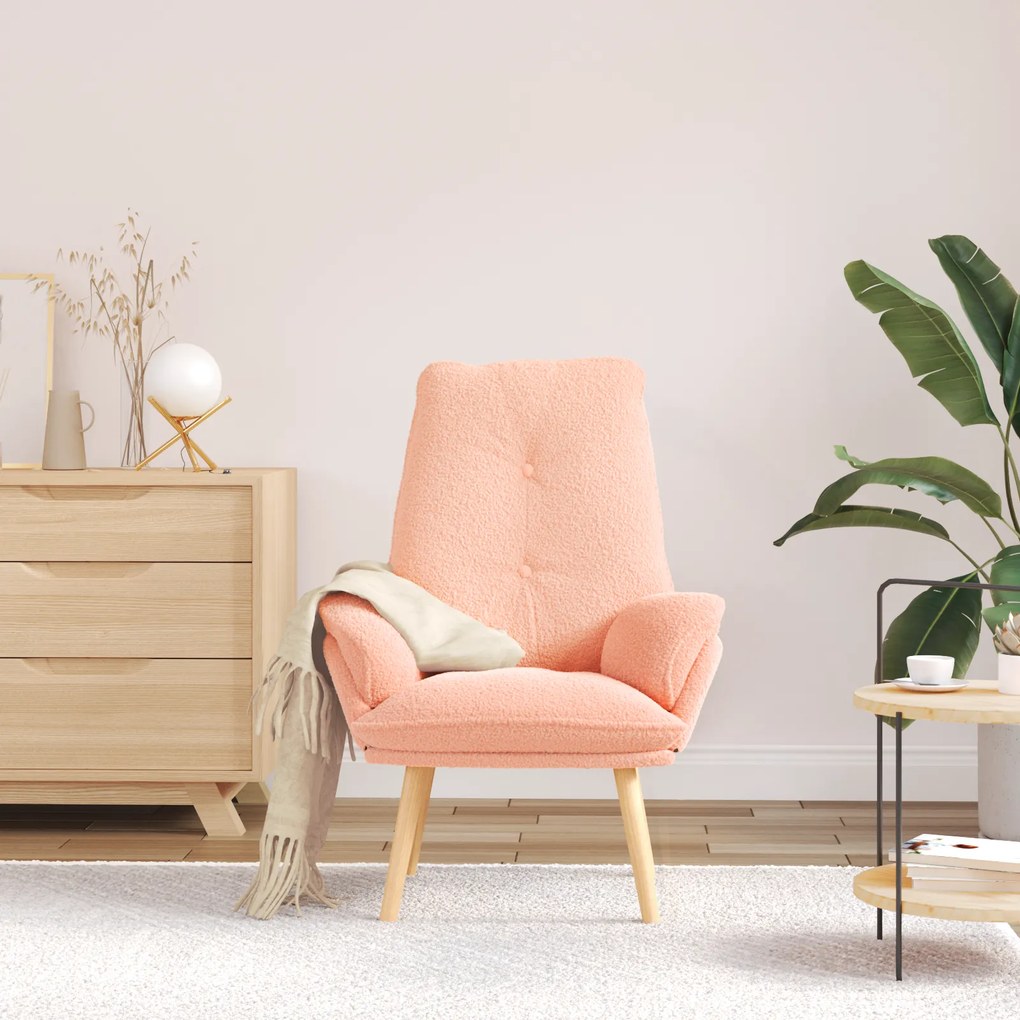 Poltrona Relaxante Rosa em Tecido Estilo Lã