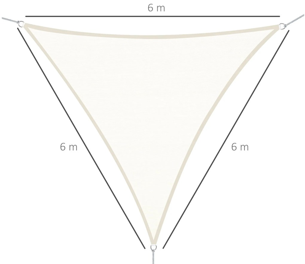 Outsunny Vela de Sombra Triangular 6x6x6 m Toldo Vela de Poliéster com