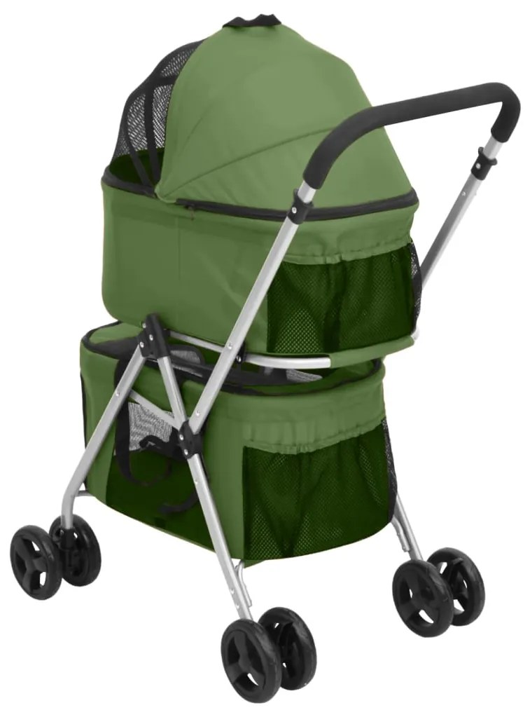 Carrinho dobrável cães 2 níveis 83x48x97 cm tecido oxford verde