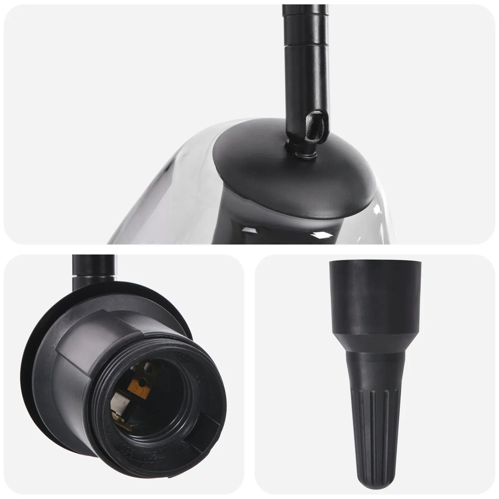Luzes de Teto com Abajur de Vidro Ajustável em Anthracite, E27