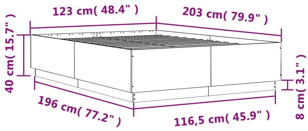 Estrutura de cama 120x200 cm derivados de madeira cinza sonoma