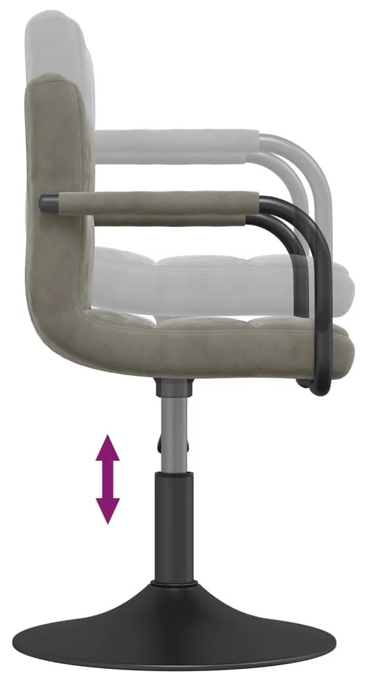 Cadeiras de jantar giratórias 4 pcs veludo cinzento-claro