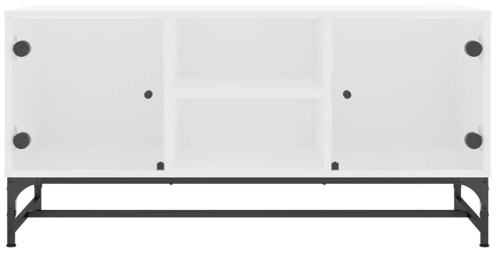 Móvel de TV Yola - Com Portas de Vidro - Cor Branco - 102x37x50 cm - D