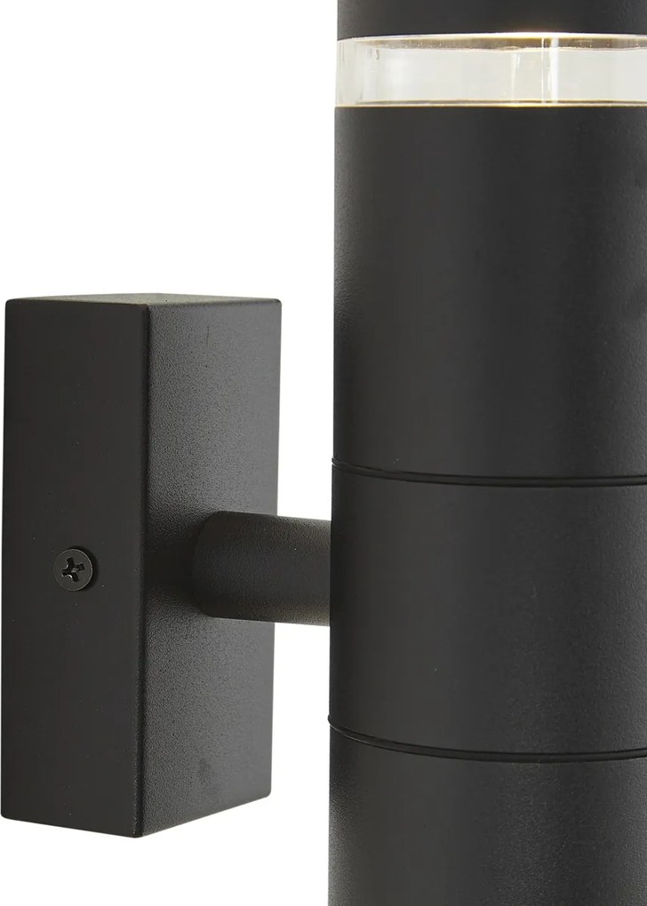 Candeeiro de parede exterior moderno preto 2 luzes IP44 - Dubbla
