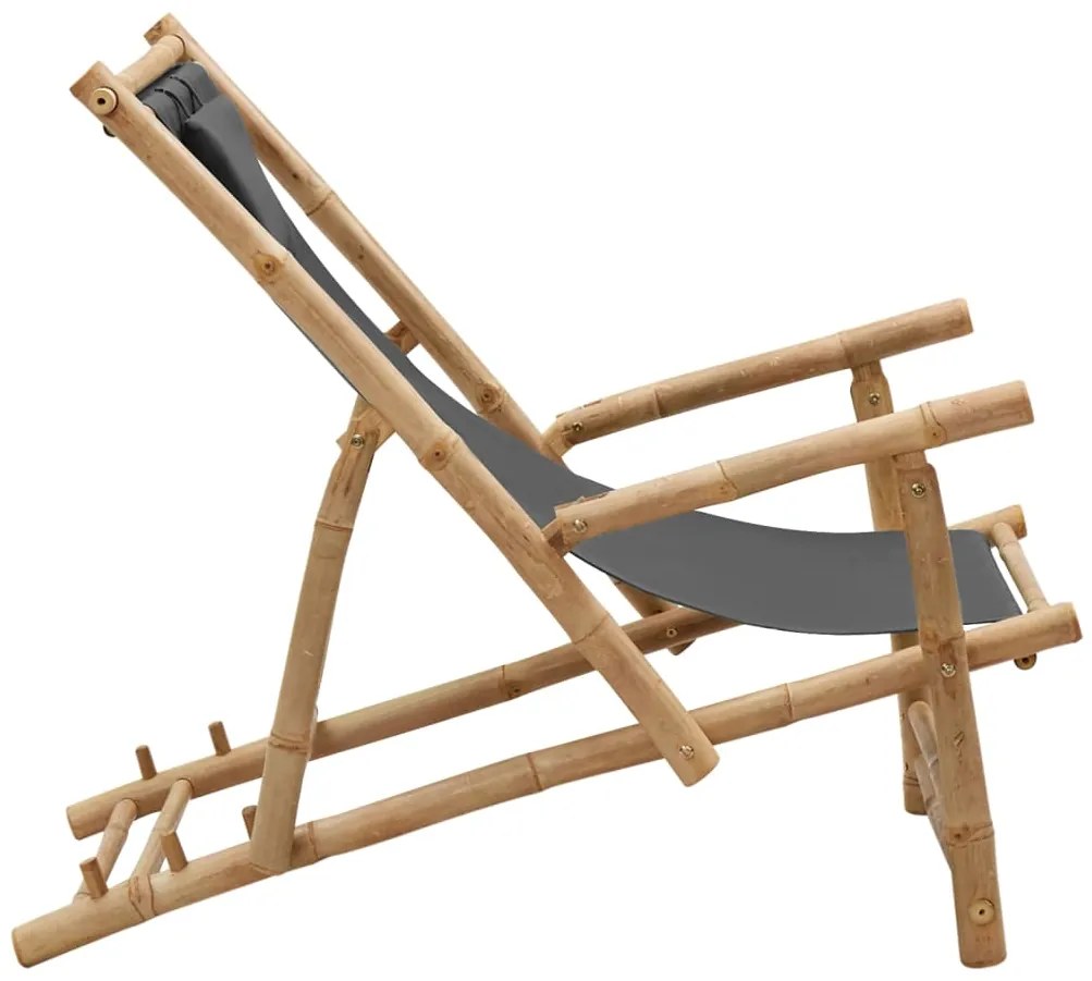Cadeira de terraço de bambu e lona cinzento-escuro