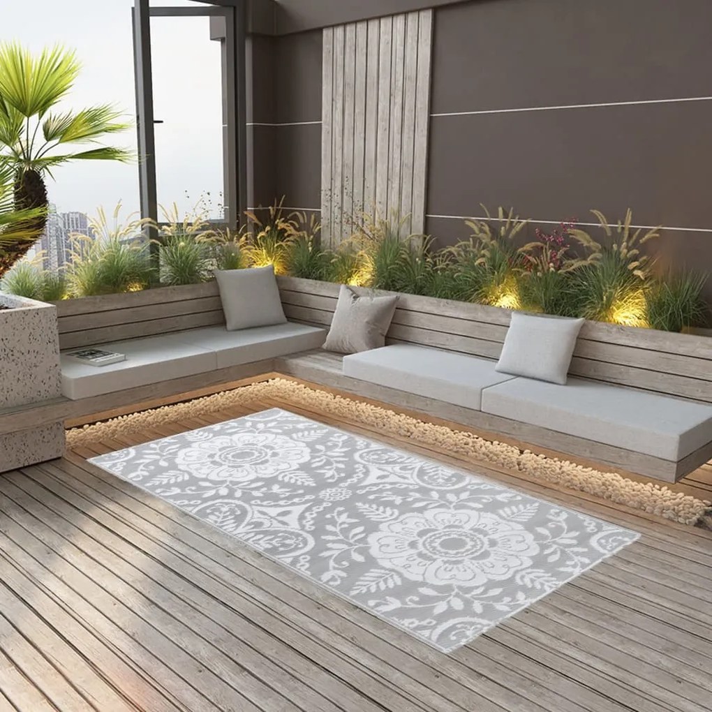 310450 vidaXL Tapete de exterior 160x230 cm PP cinzento-claro