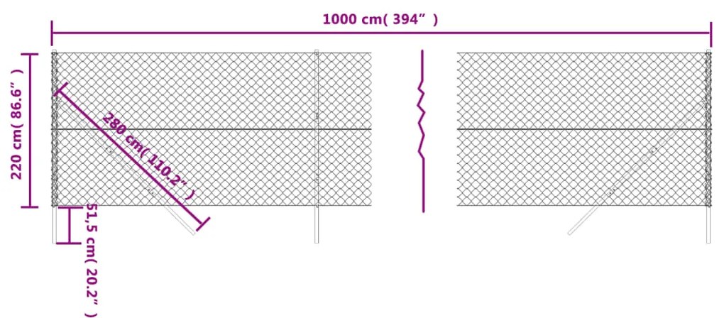 Cerca de arame 2,2x10 m antracite