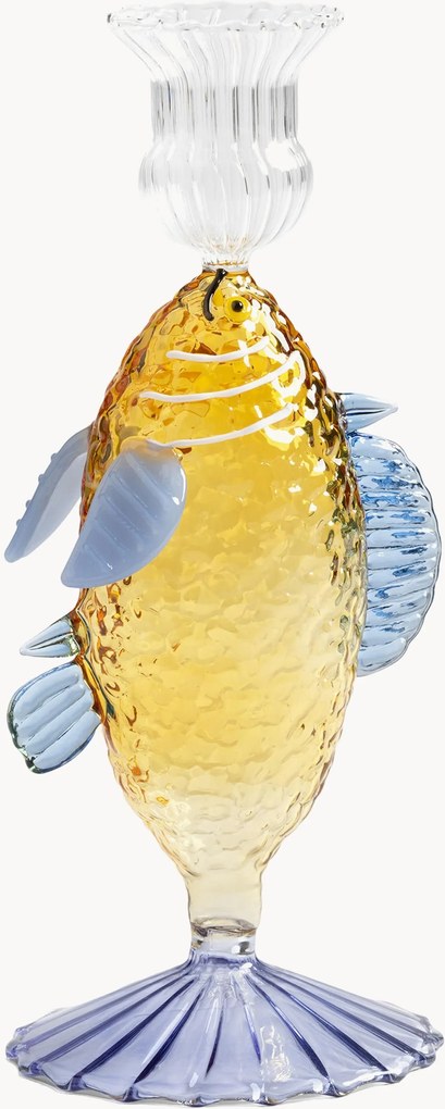 Castiçal em vidro de borossilicato artesanal Fish