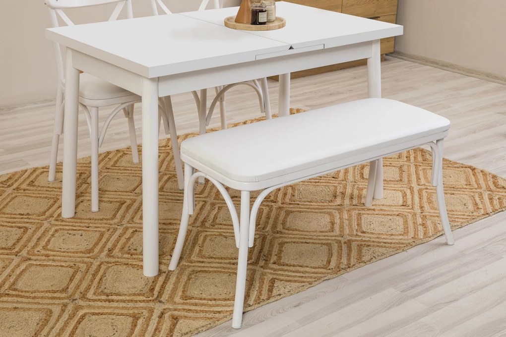 Conjunto de Mesa de Jantar Extensível e Cadeiras Oliver – Branco – Mes