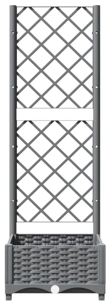 Vaso/floreira jardim c/ treliça 40x40x121,5 cm PP cinza-claro