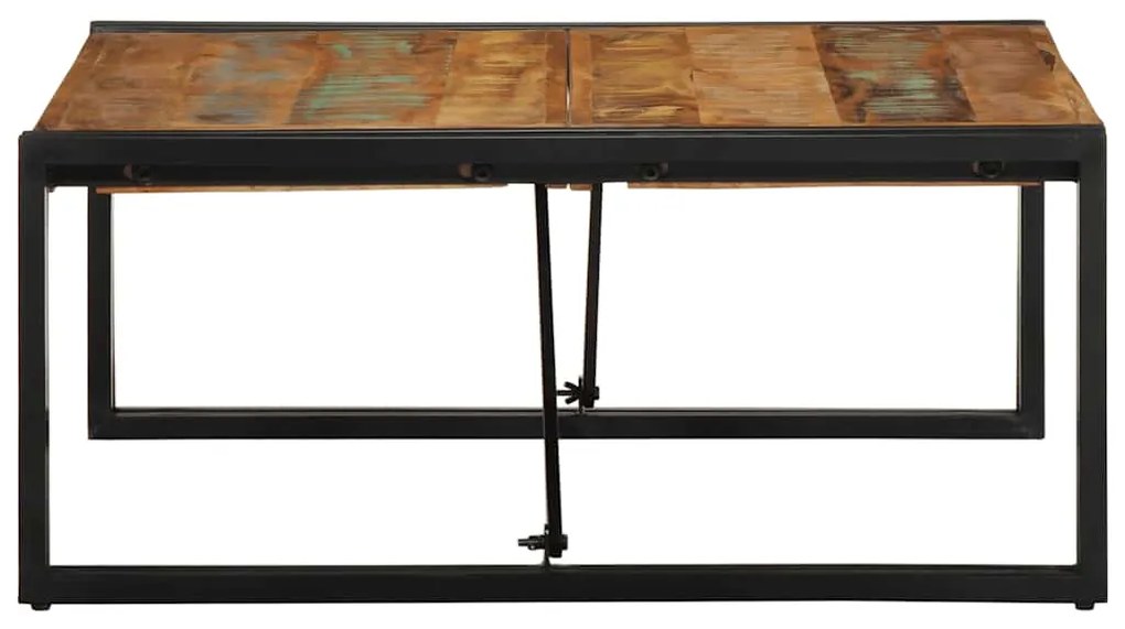 Mesa de centro multicor 80x80x35 cm madeira maciça recuperada