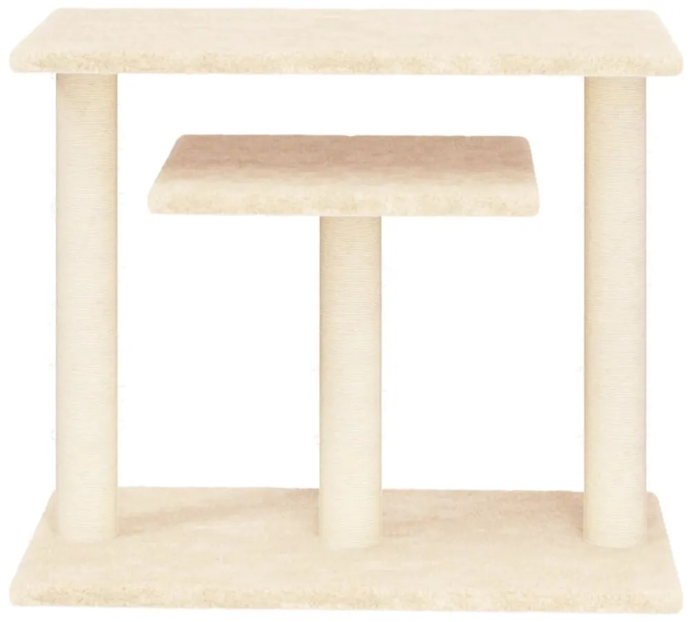 Postes arranhadores para gatos com plataformas 62,5cm cor creme