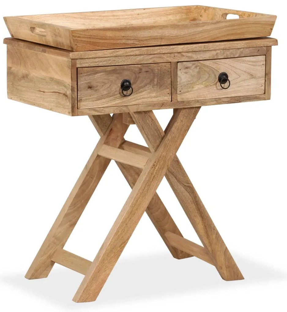 vidaXL Mesa de apoio madeira de mangueira maciça 65x40X76 cm