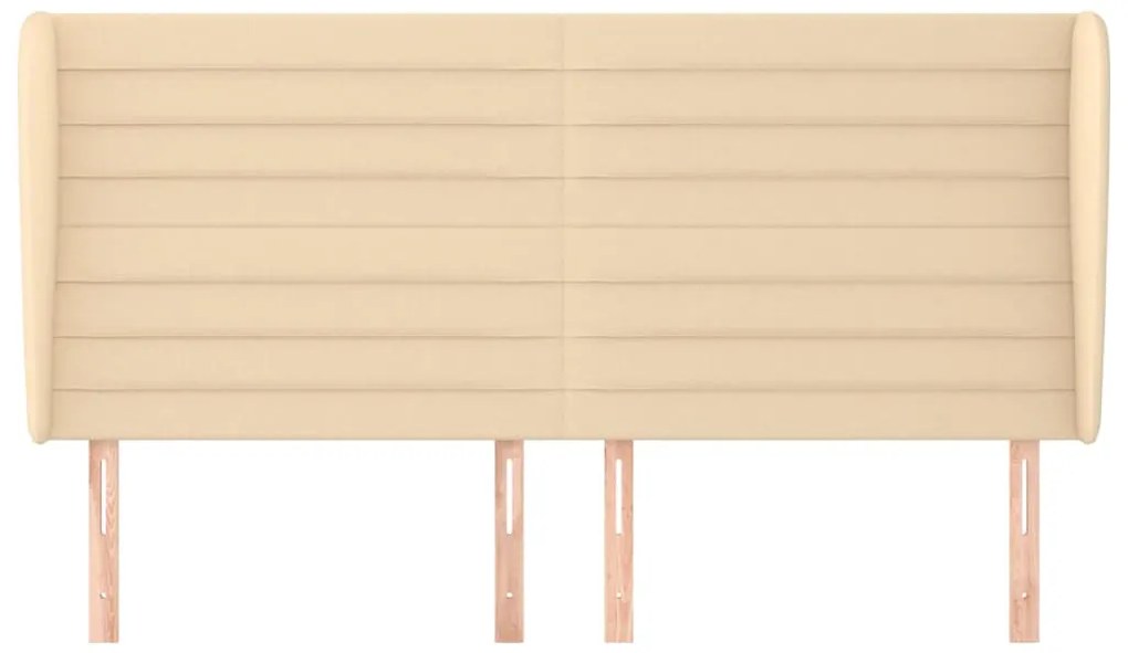 Cabeceira de cama c/ abas tecido 203x23x118/128 cm creme