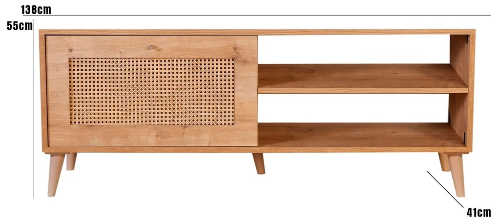 Móvel TV Hazeran – Carvalho – 138 cm x 55 cm x 41 cm