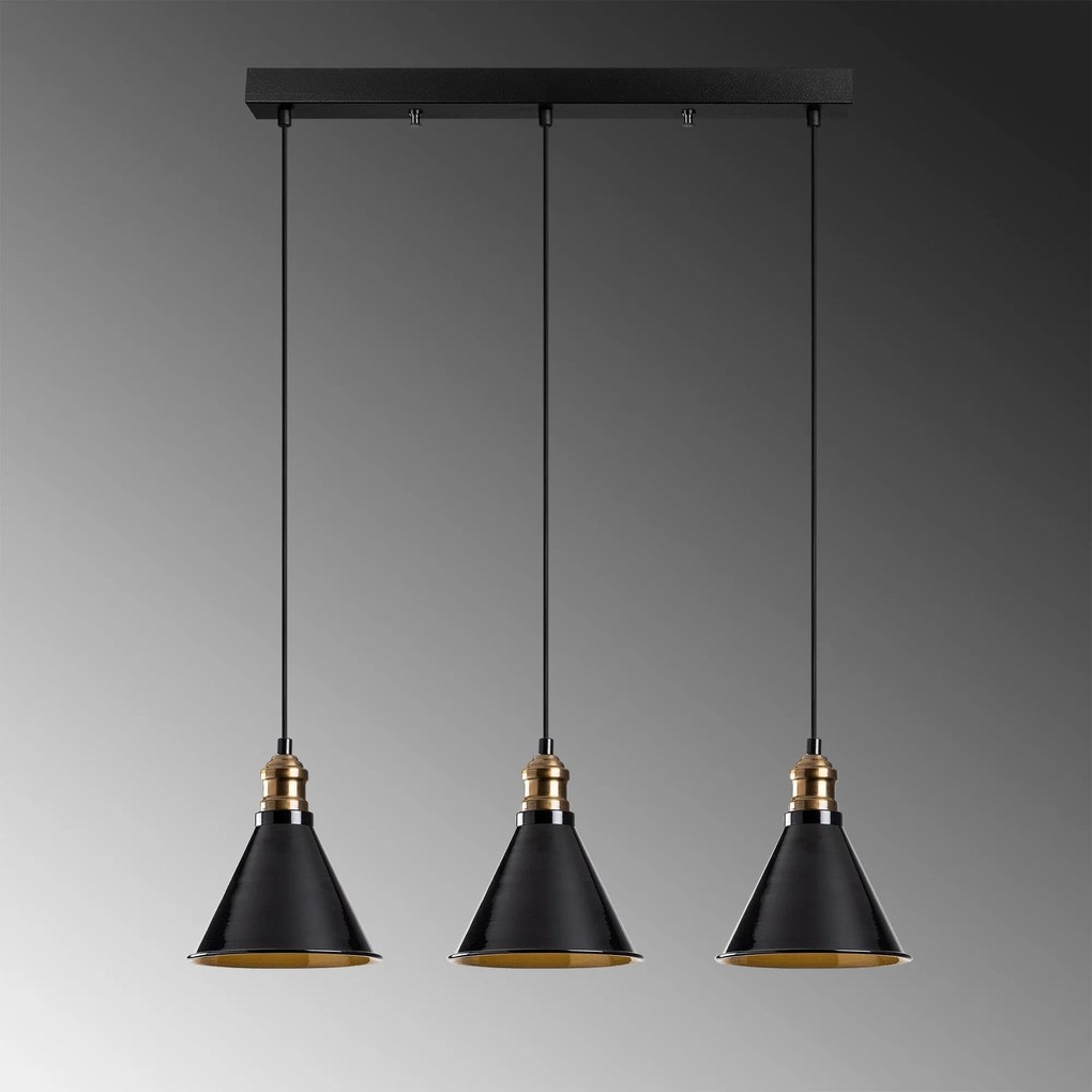 Chandelier Berceste – Preto – 70 cm de diâmetro, 117 cm de altura