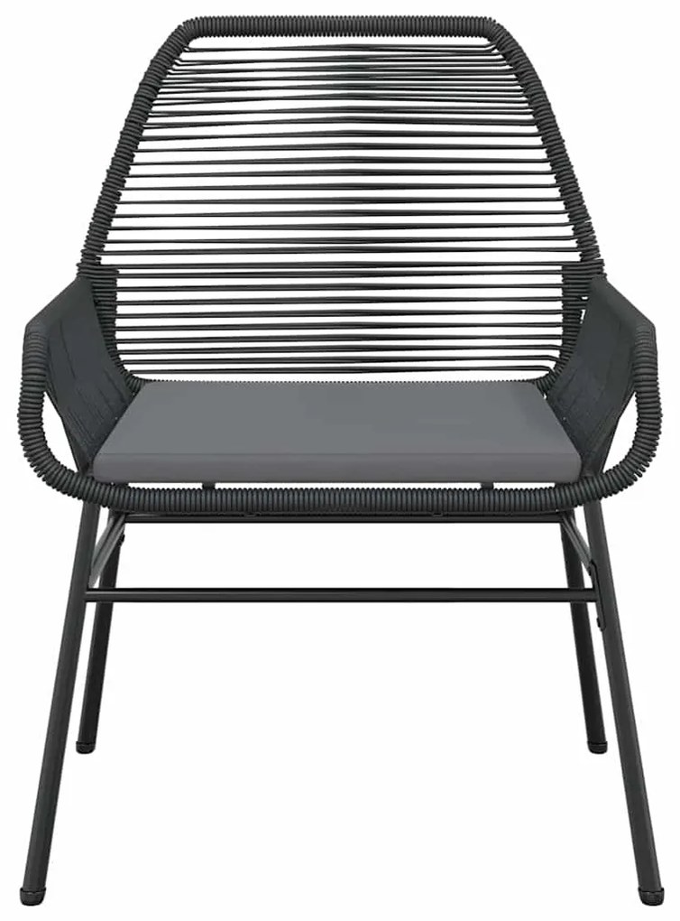Conjunto de jantar jardim 7 peças almofadas vidro vime PE preto