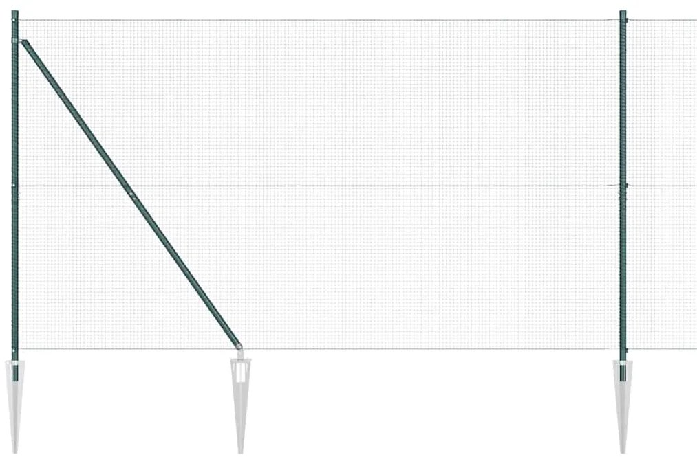Cerca de Fio Soldado com 13 Postes de Espeto Verde 1.5x50 m de Aço