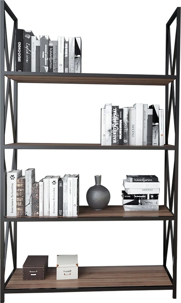 Estante Xena – Nogueira/Preto – 94x33x150 cm