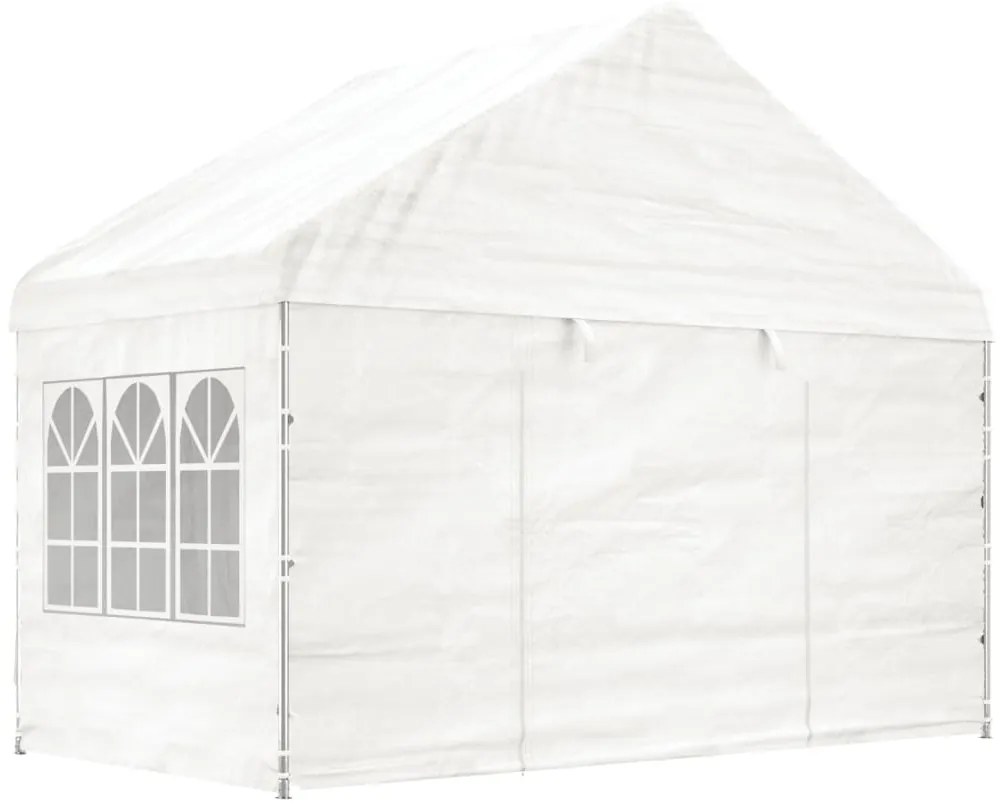 Gazebo com telhado 8,92x4,08x3,22 m polietileno branco