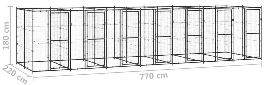 Canil de exterior 16,94 m² aço