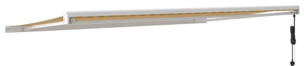 Toldo retrátil 5x3 m tecido e alumínio amarelo e branco
